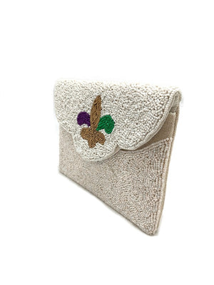 Fleur De Lis Beaded Clutch