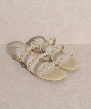 Open image in slideshow, OASIS SOCIETY Valerie   Pearl Flat Sandals

